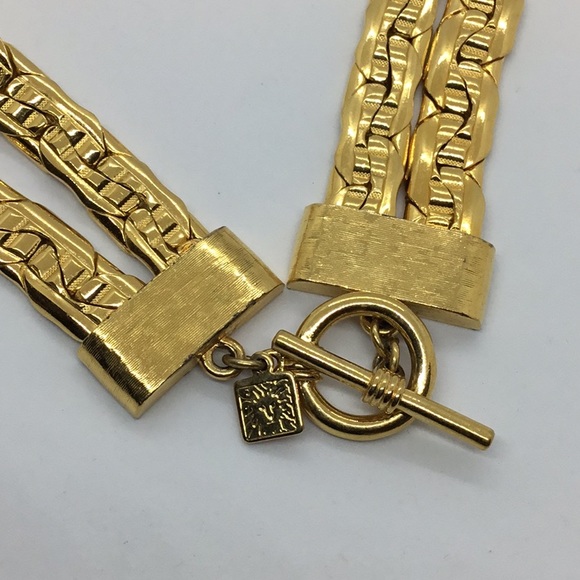 Anne Klein Couture Gold tone Double Strand Chain 1980’s Necklace - Picture 5 of 10